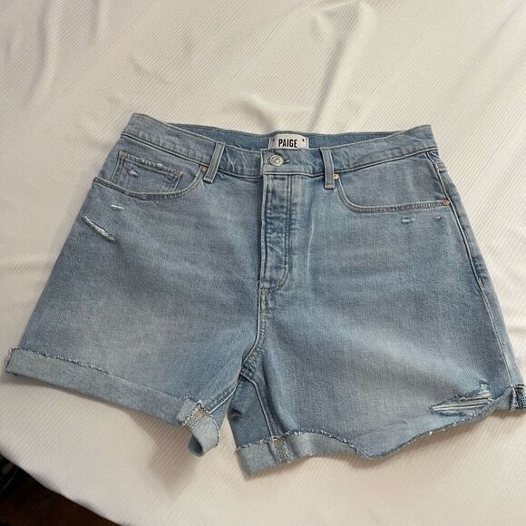 Paige Asher Rolled Cut Off Denim Shorts Size 29 - Picture 1 of 13